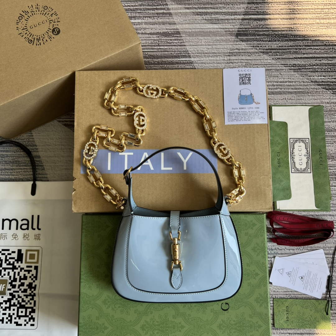 Gucci 699651 Jackie 1961 Mini Shoulder Bag Light blue - Default Title - View 1