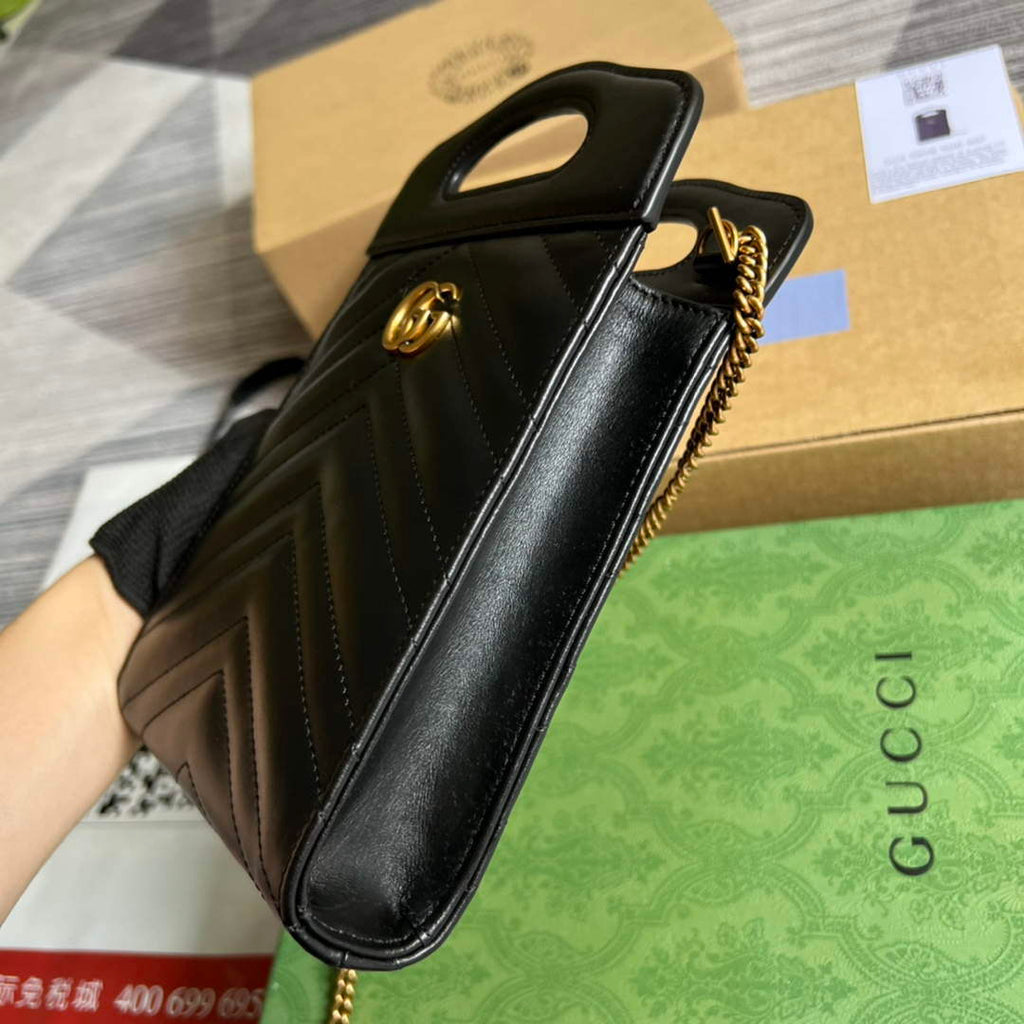 Gucci 699756 GG Marmont Top handle mini bag Black