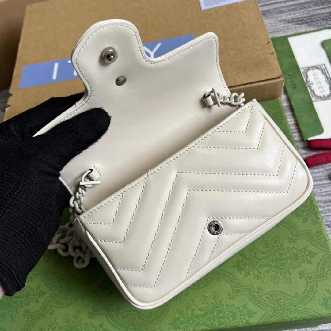 Gucci 699757 GG Marmont Belt Bag White