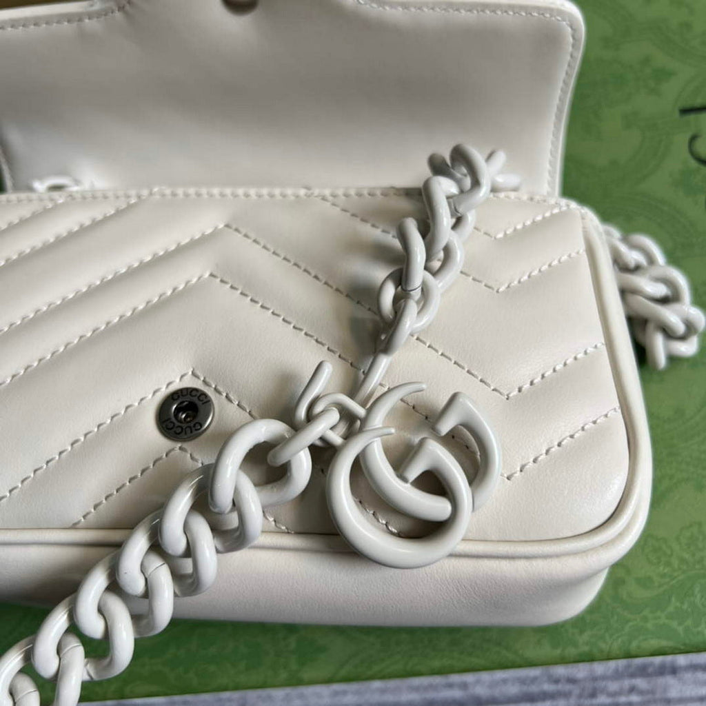 Gucci 699757 GG Marmont Belt Bag White