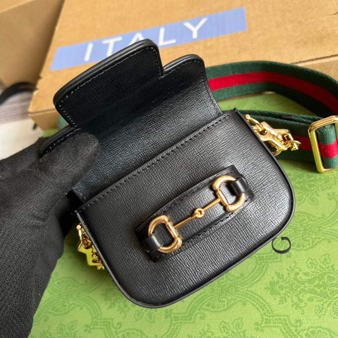 Gucci 699760 Gucci Horsebit 1955 strap wallet Black