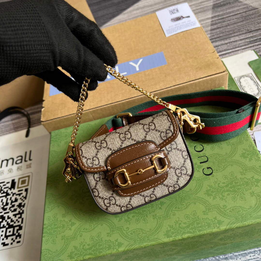 Gucci 699760 Gucci Horsebit 1955 strap wallet Beige and ebony - Default Title - View 4