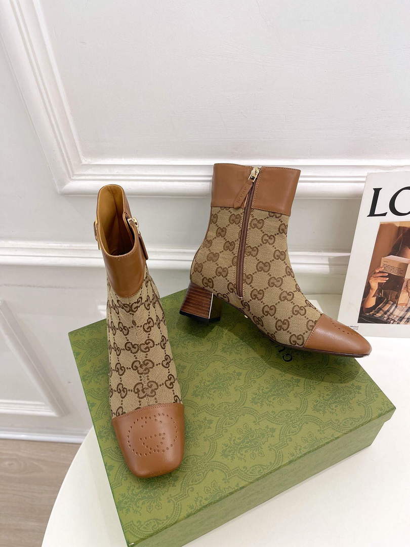 Gucci 700023 Women's GG Canvas Ankle Boot G60032