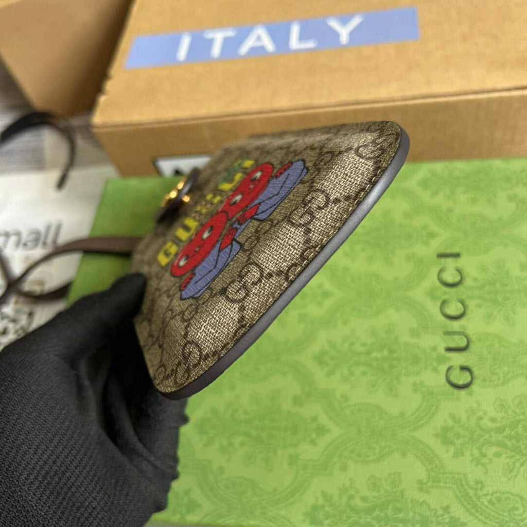 Gucci 700732 Gucci cherry print phone case Brown