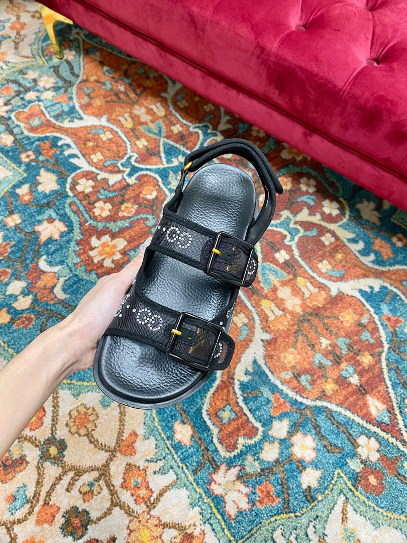 Gucci 701158 Women's GG Sandal With Crystals G38252 - US 4=Euro 35 - View 2
