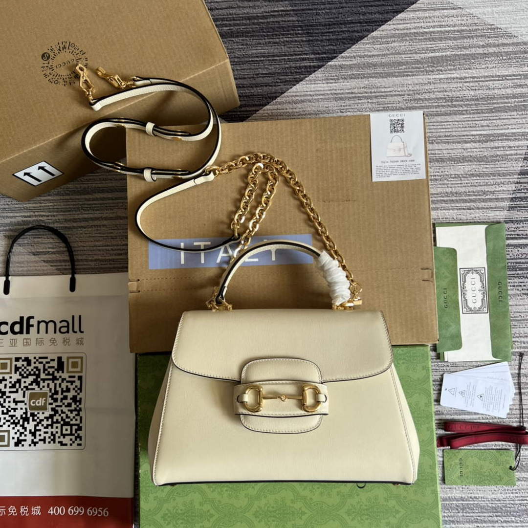 Gucci 702049 Horsebit 1955 Medium Bag White - Default Title - View 1