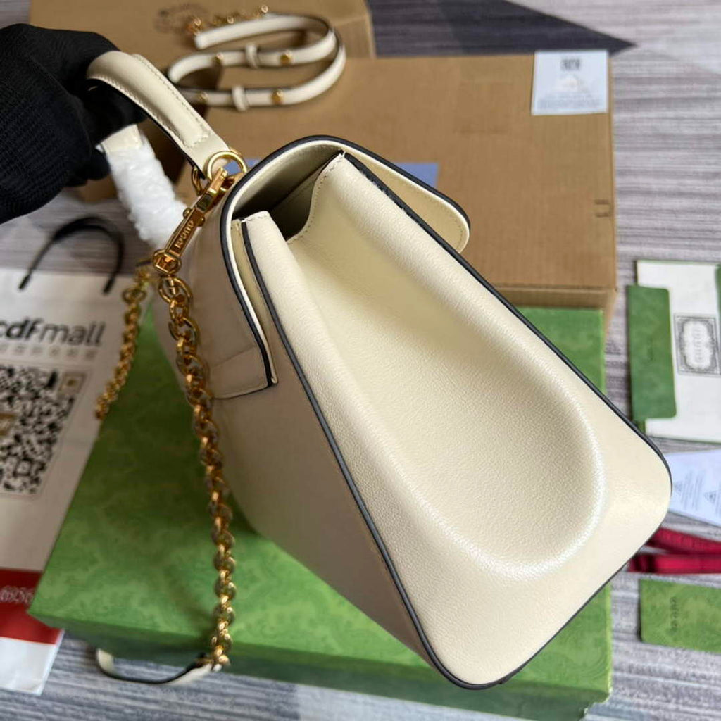 Gucci 702049 Horsebit 1955 Medium Bag White
