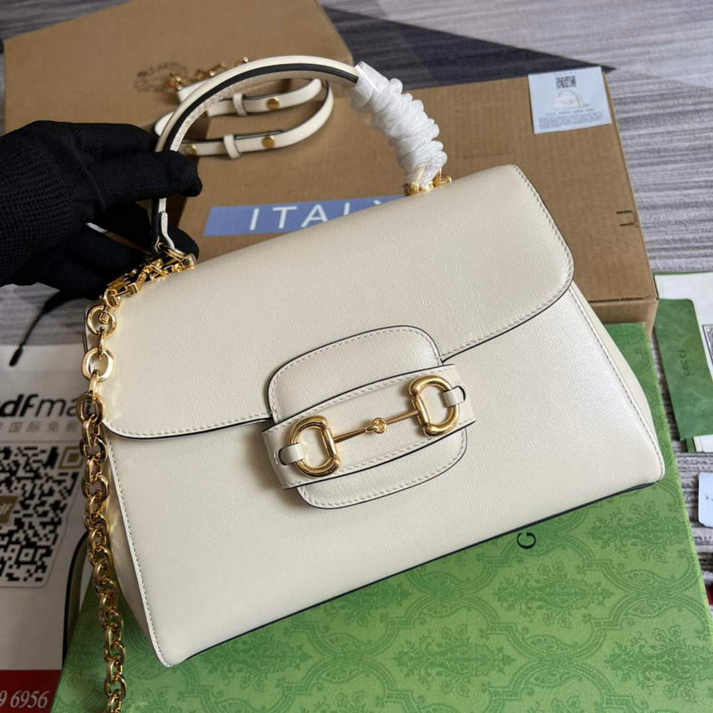 Gucci 702049 Horsebit 1955 Medium Bag White