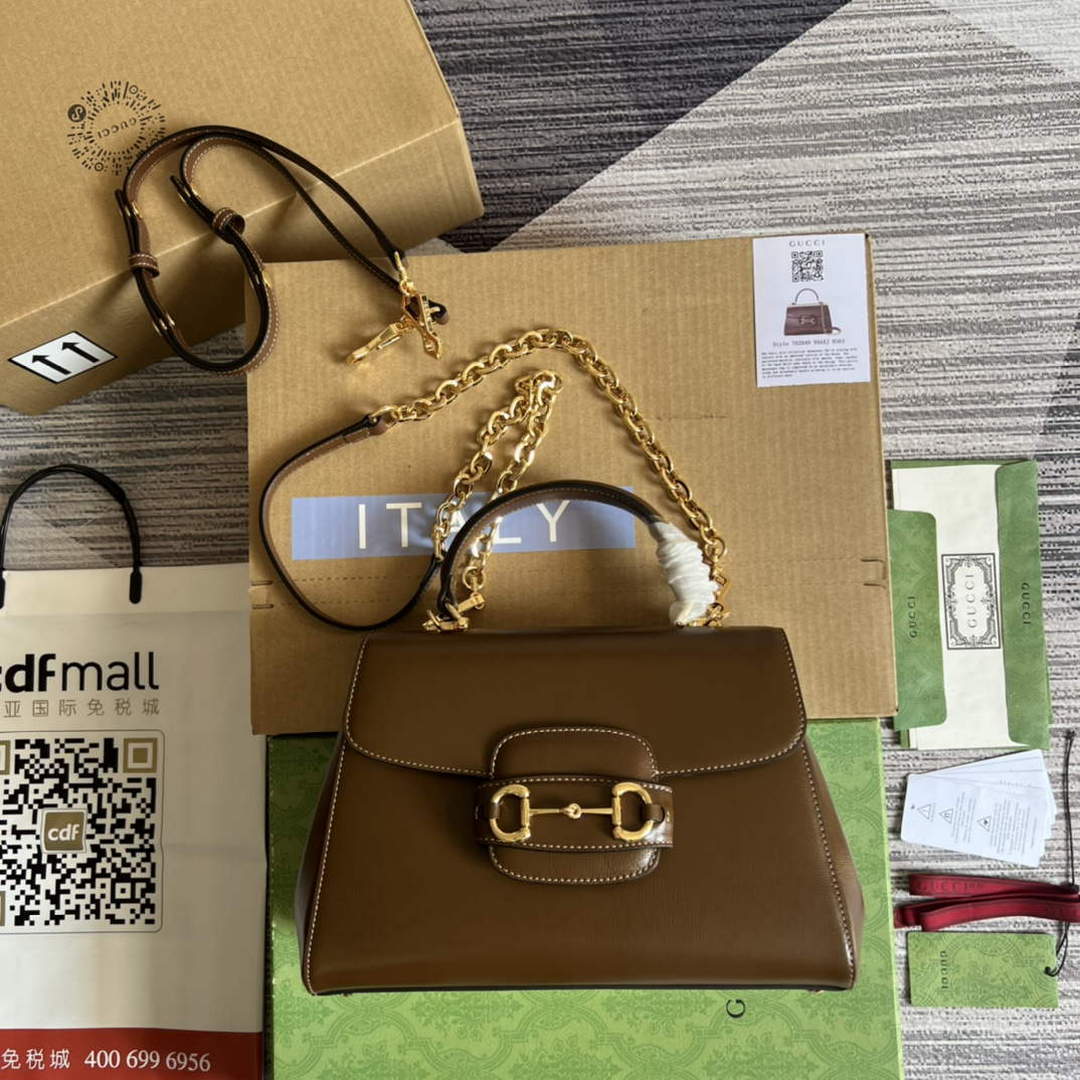 Gucci 702049 Horsebit 1955 Medium Bag Brown - Default Title - View 1