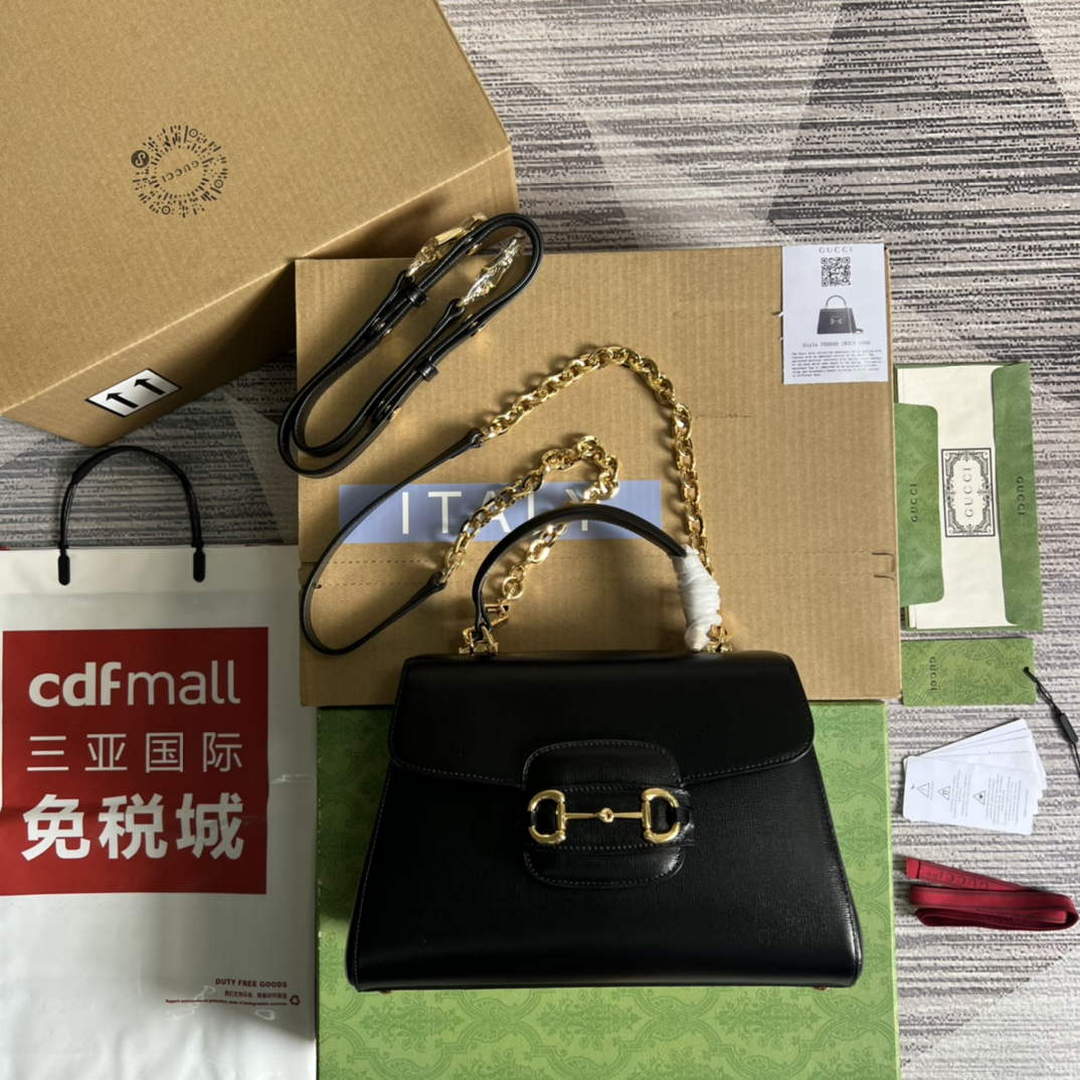 Gucci 702049 Horsebit 1955 Medium Bag Black - Default Title - View 1