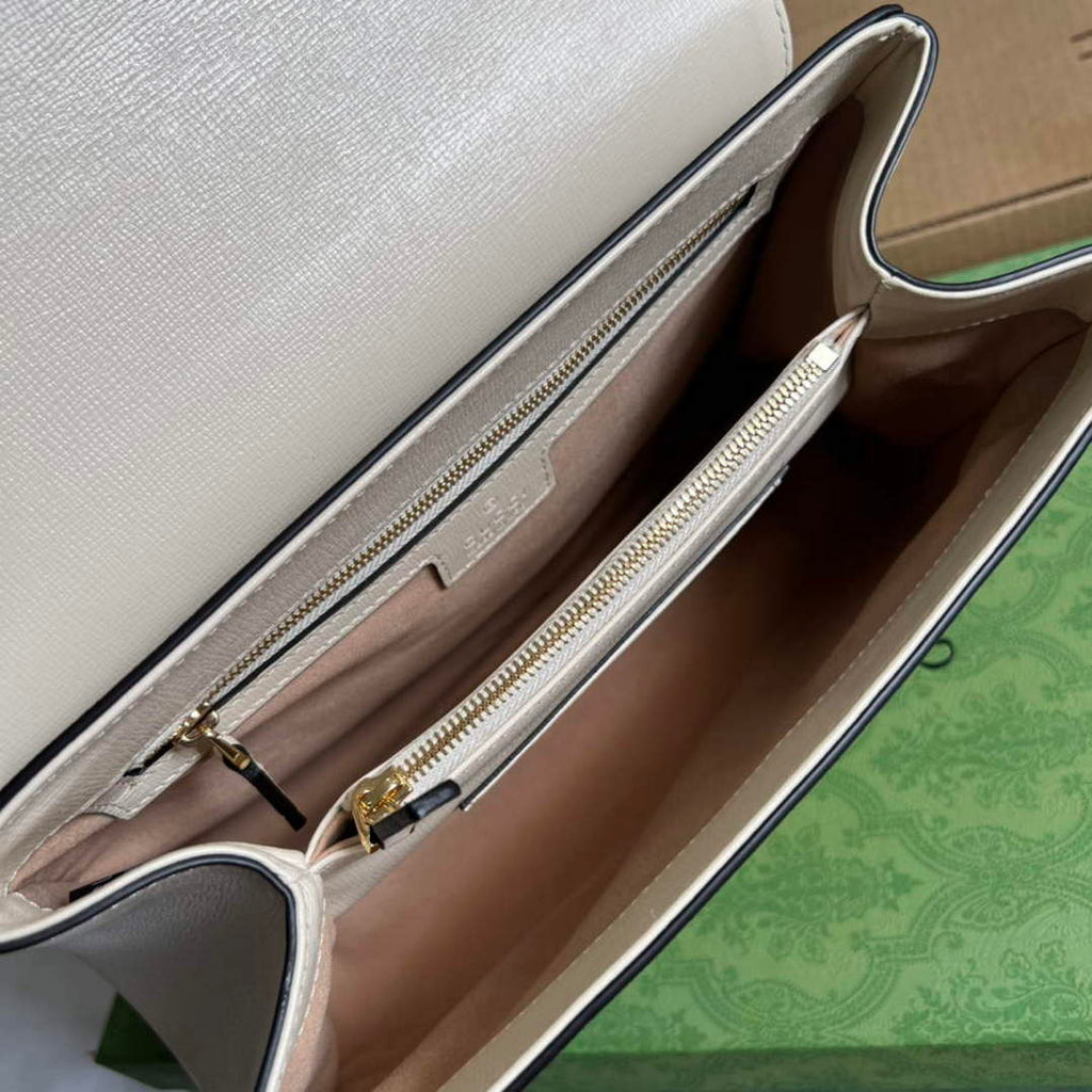 Gucci 702049 Horsebit 1955 Medium Bag Beige White