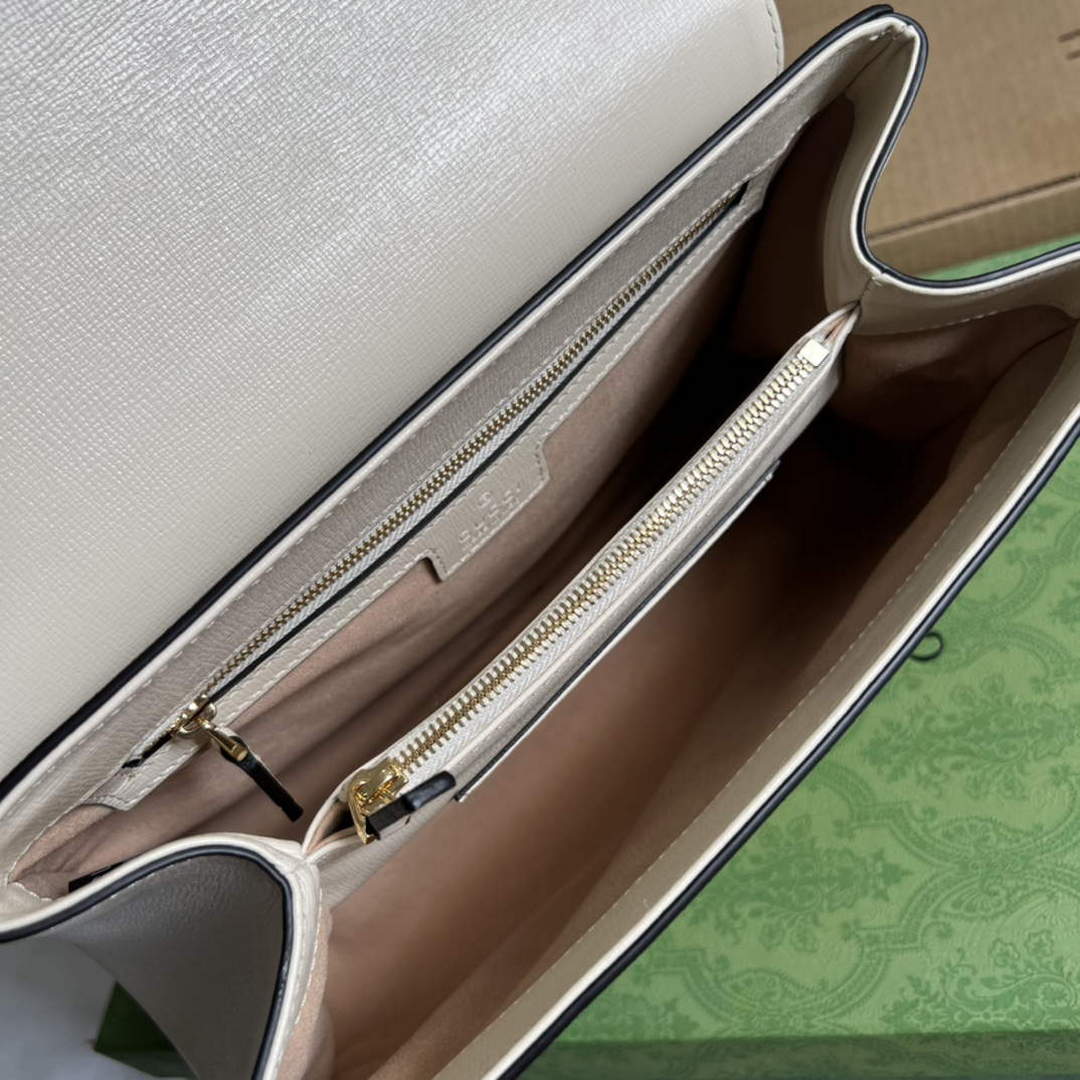 Gucci 702049 Horsebit 1955 Medium Bag Beige White