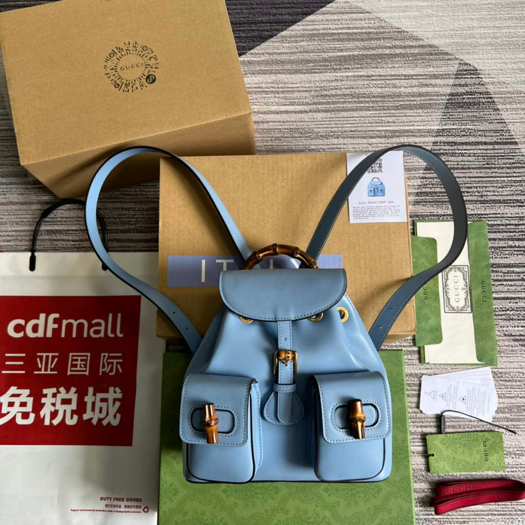 Gucci 702101 Bamboo backpack Blue - Default Title - View 1