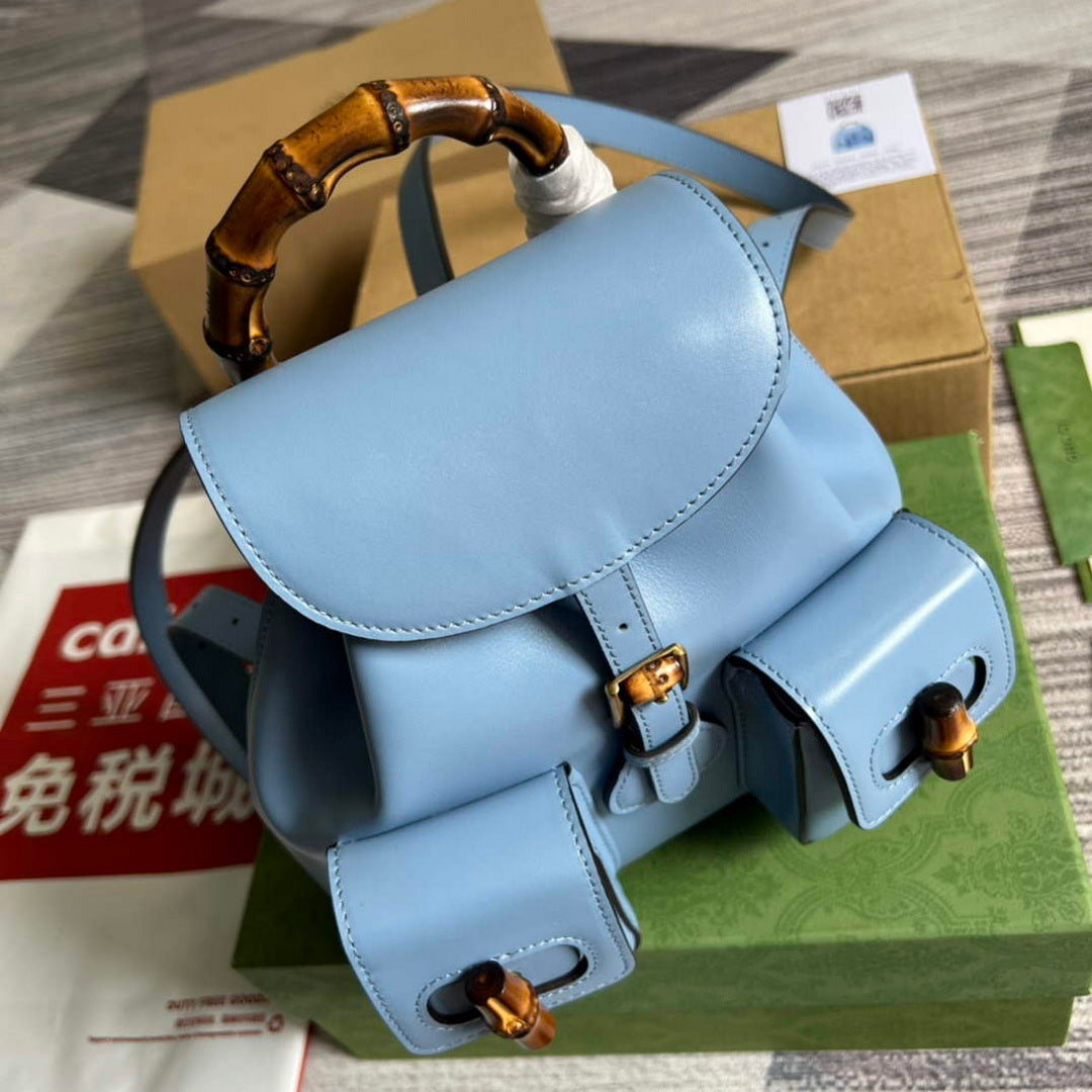 Gucci 702101 Bamboo backpack Blue