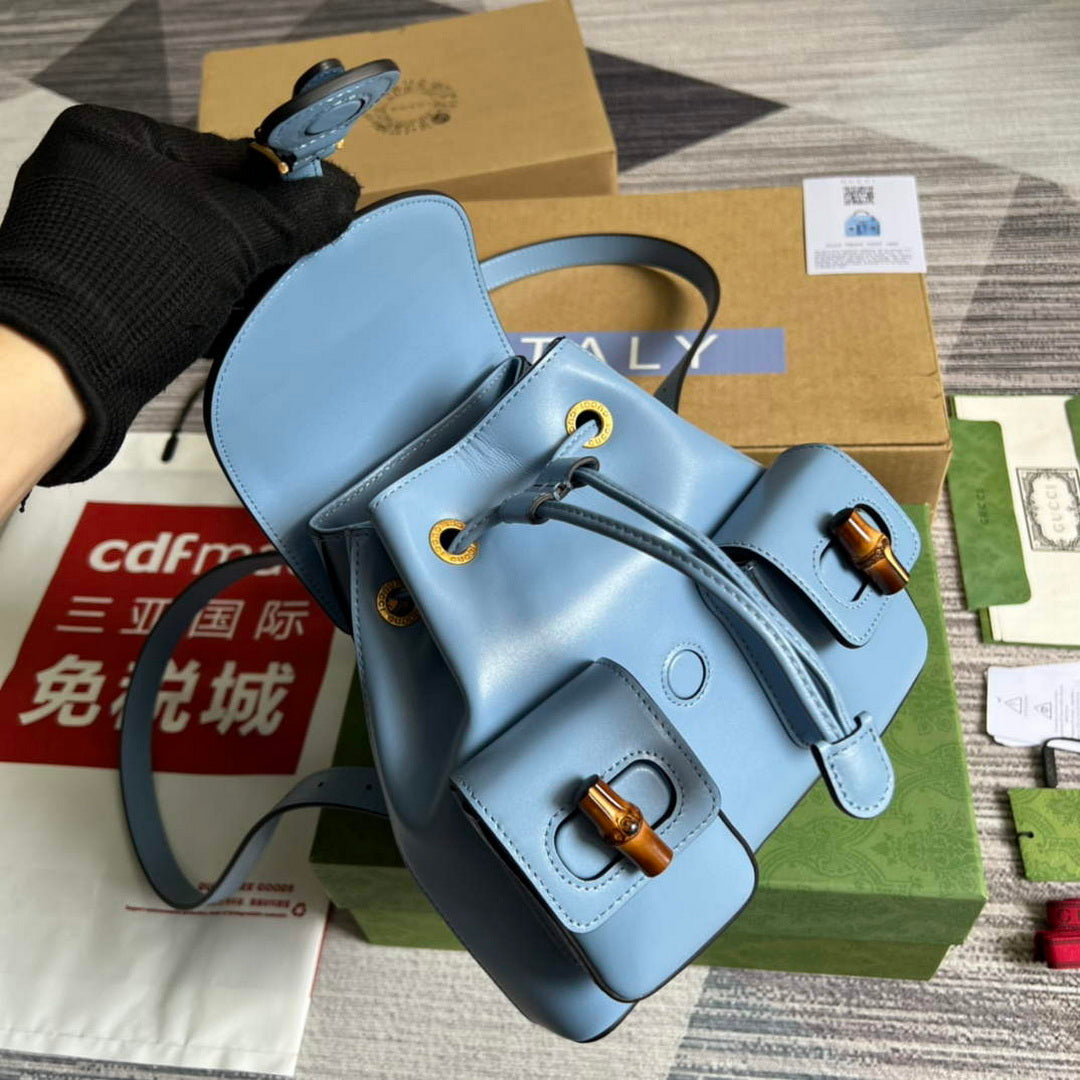Gucci 702101 Bamboo backpack Blue