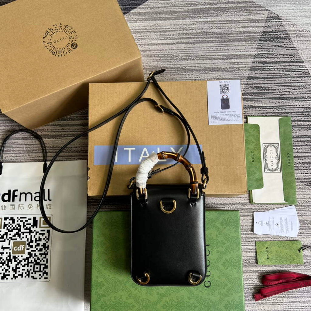 Gucci 702106 Bamboo Mini Handbag Black