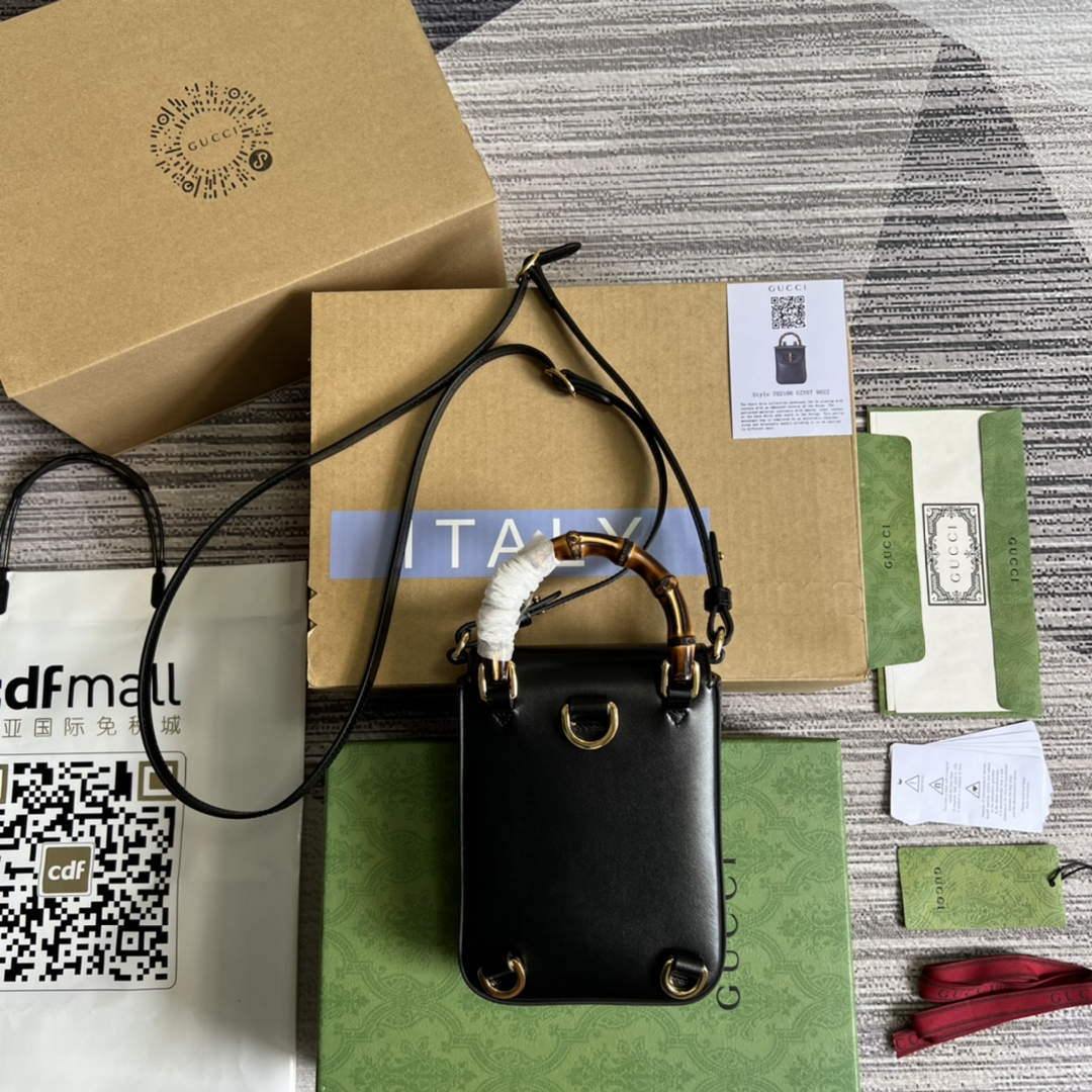 Gucci 702106 Bamboo Mini Handbag Black - Default Title - View 3