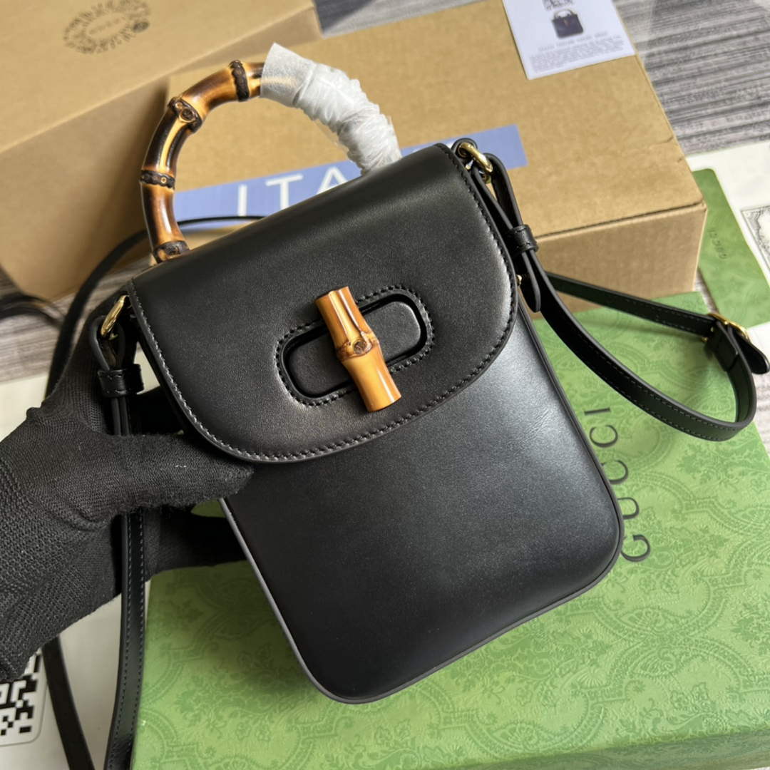 Gucci 702106 Bamboo Mini Handbag Black - Default Title - View 1