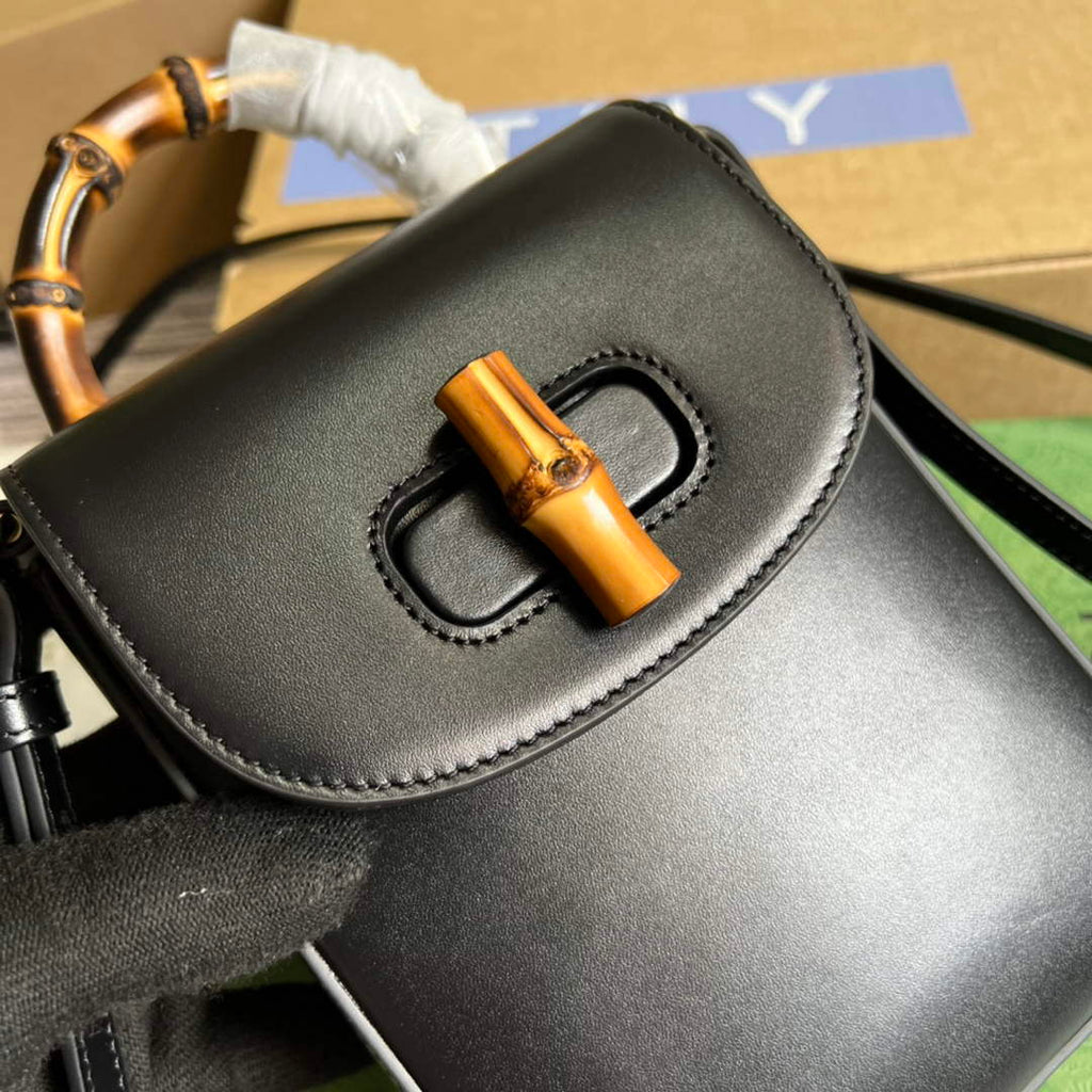 Gucci 702106 Bamboo Mini Handbag Black