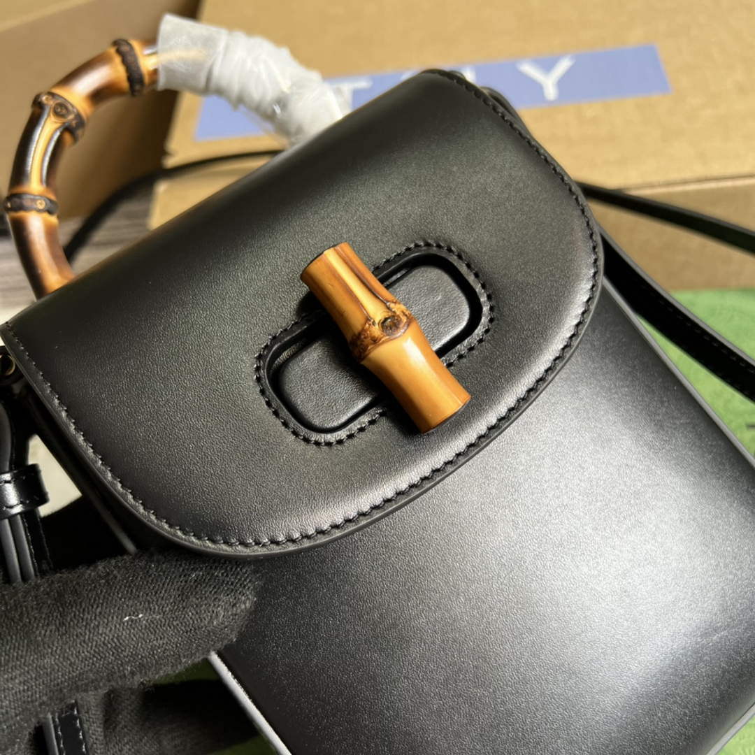 Gucci 702106 Bamboo Mini Handbag Black