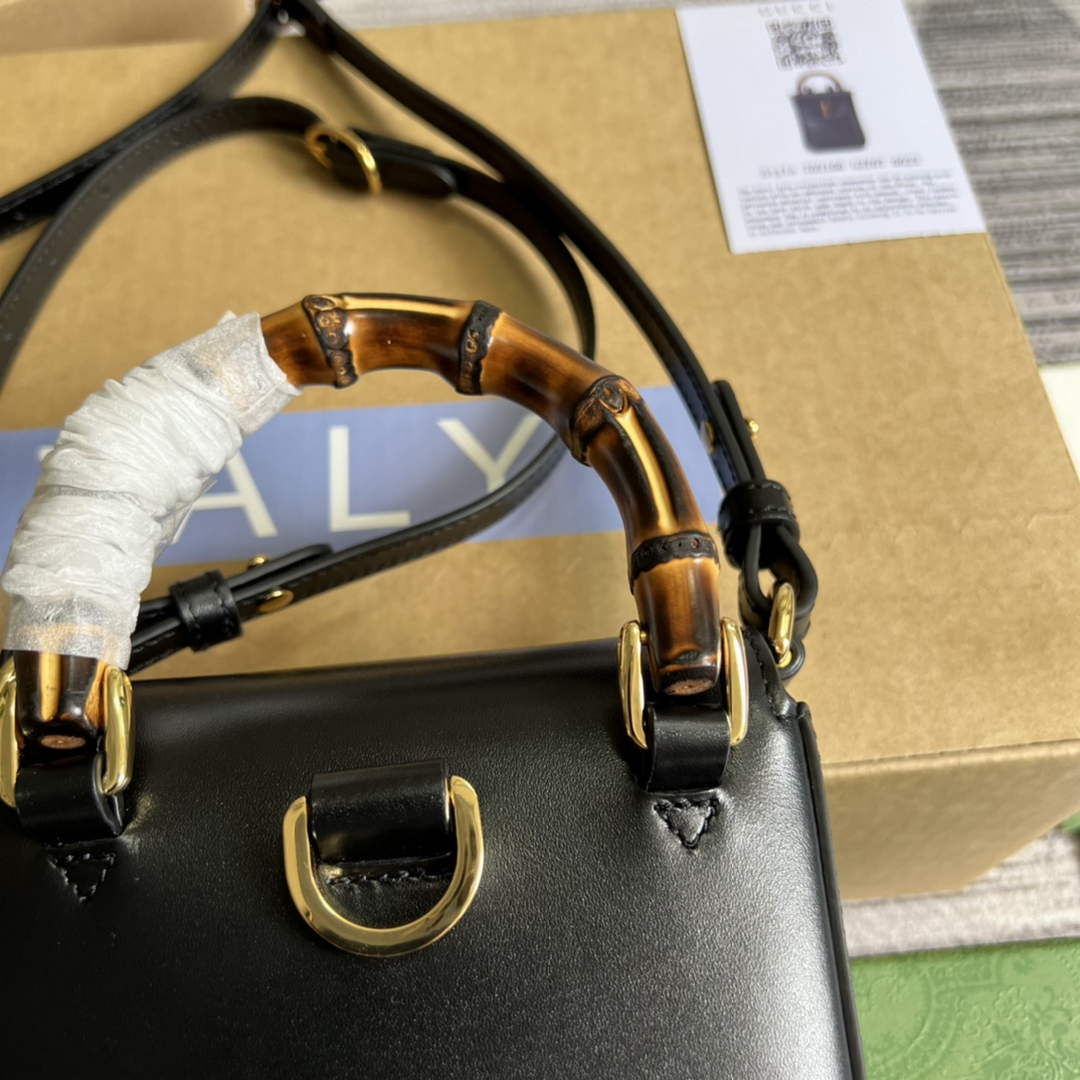 Gucci 702106 Bamboo Mini Handbag Black - Default Title - View 7