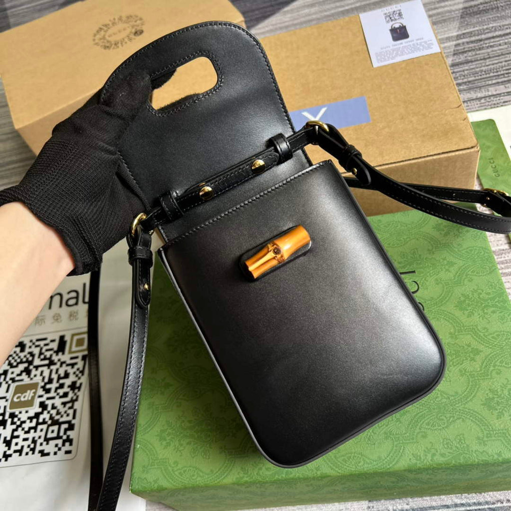 Gucci 702106 Bamboo Mini Handbag Black