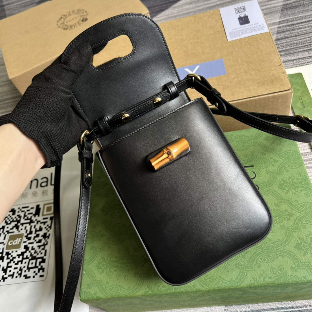 Gucci 702106 Bamboo Mini Handbag Black