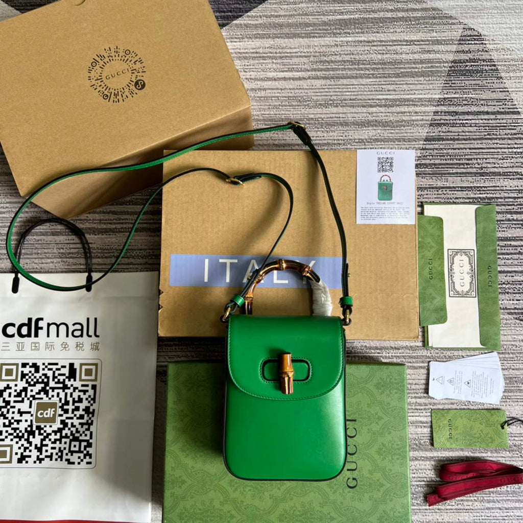 Gucci 702106 Bamboo Mini Handbag Green