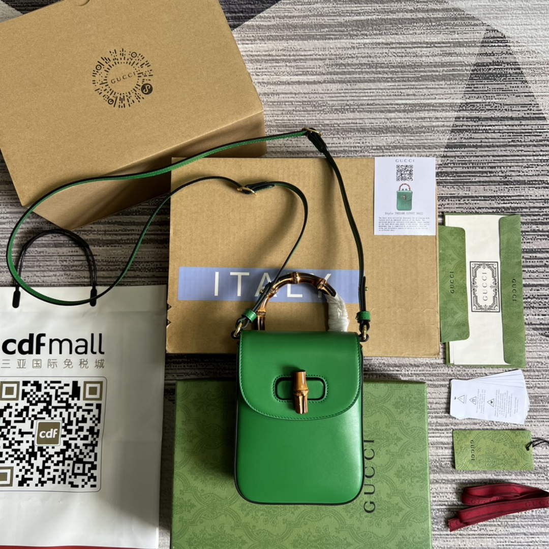 Gucci 702106 Bamboo Mini Handbag Green