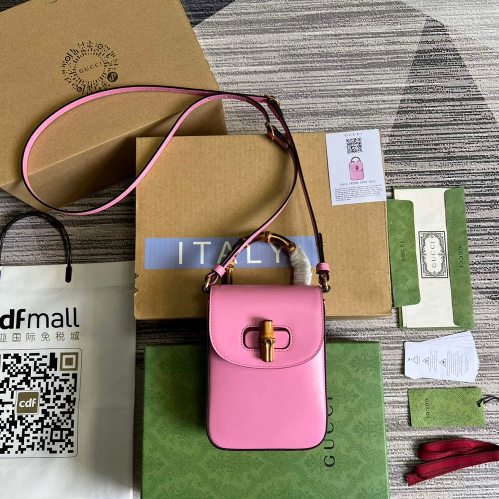 Gucci 702106 Bamboo Mini Handbag Pink