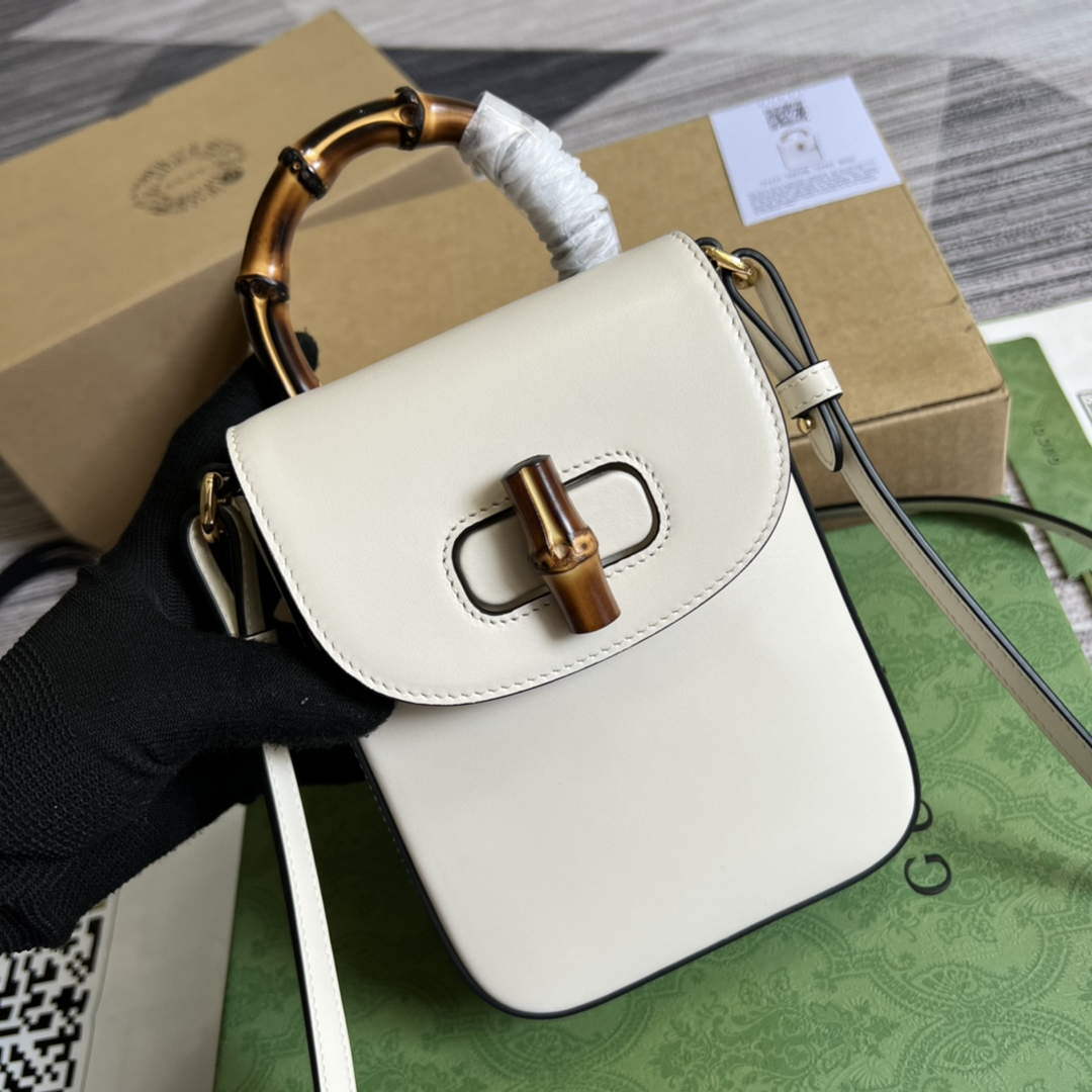 Gucci 702106 Bamboo Mini Handbag White - Default Title - View 1
