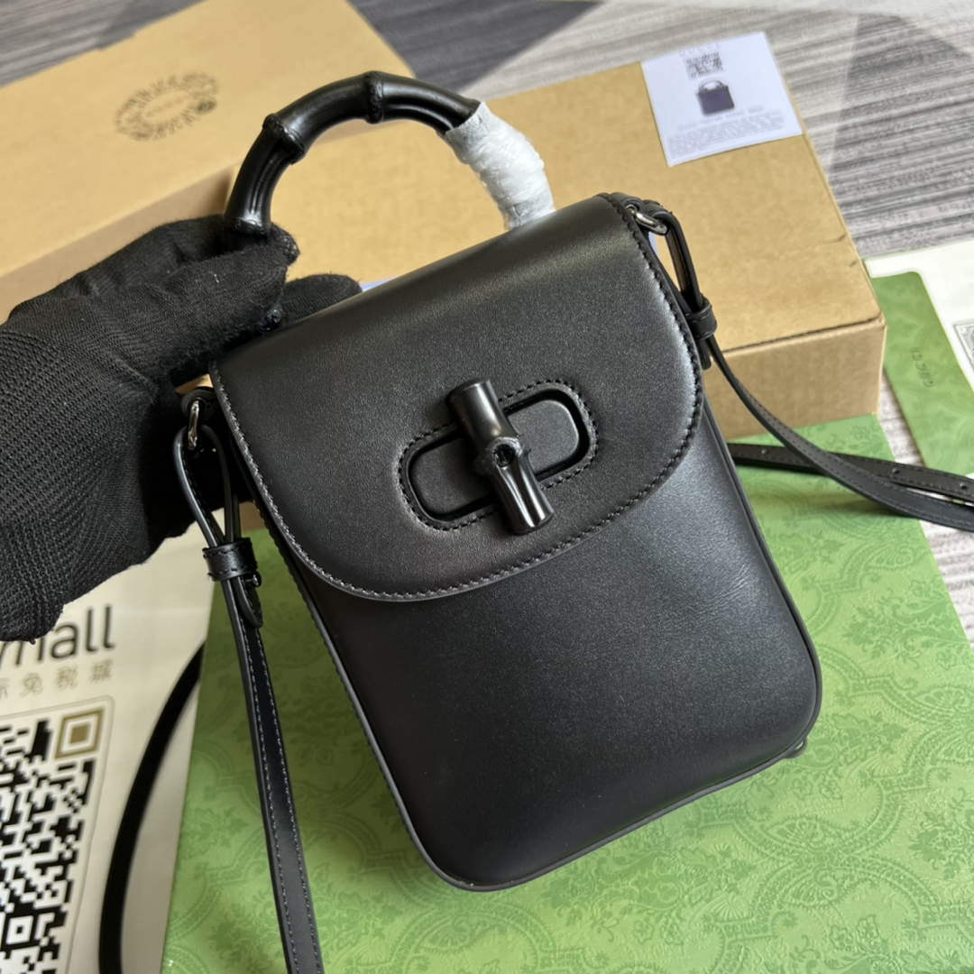 Gucci 702106 Black Bamboo Mini Handbag Black - Default Title - View 1