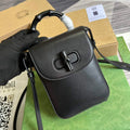 Gucci 702106 Black Bamboo Mini Handbag Black