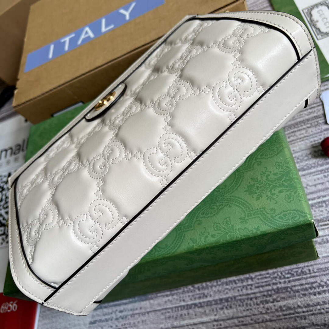 Gucci 702200 GG matelass¨¦ leather shoulder bag White