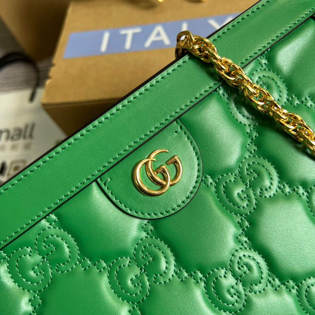 Gucci 702200 GG matelass¨¦ leather shoulder bag Green