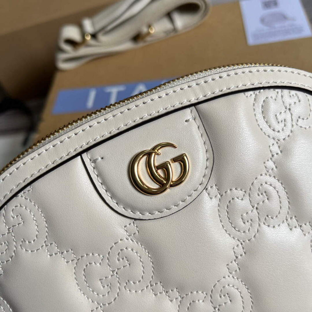 Gucci 702229 GG matelass¨¦ leather shoulder bag White