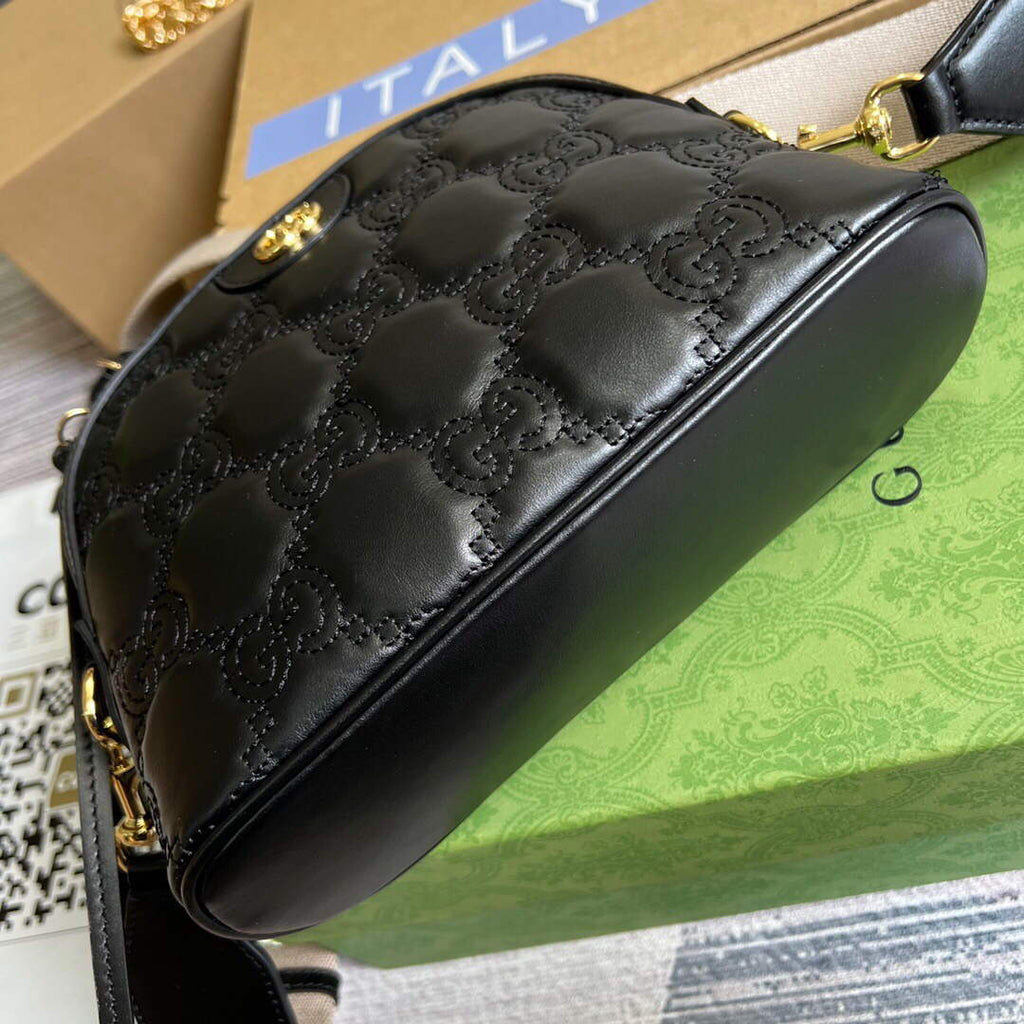 Gucci 702229 GG matelass¨¦ leather shoulder bag Black