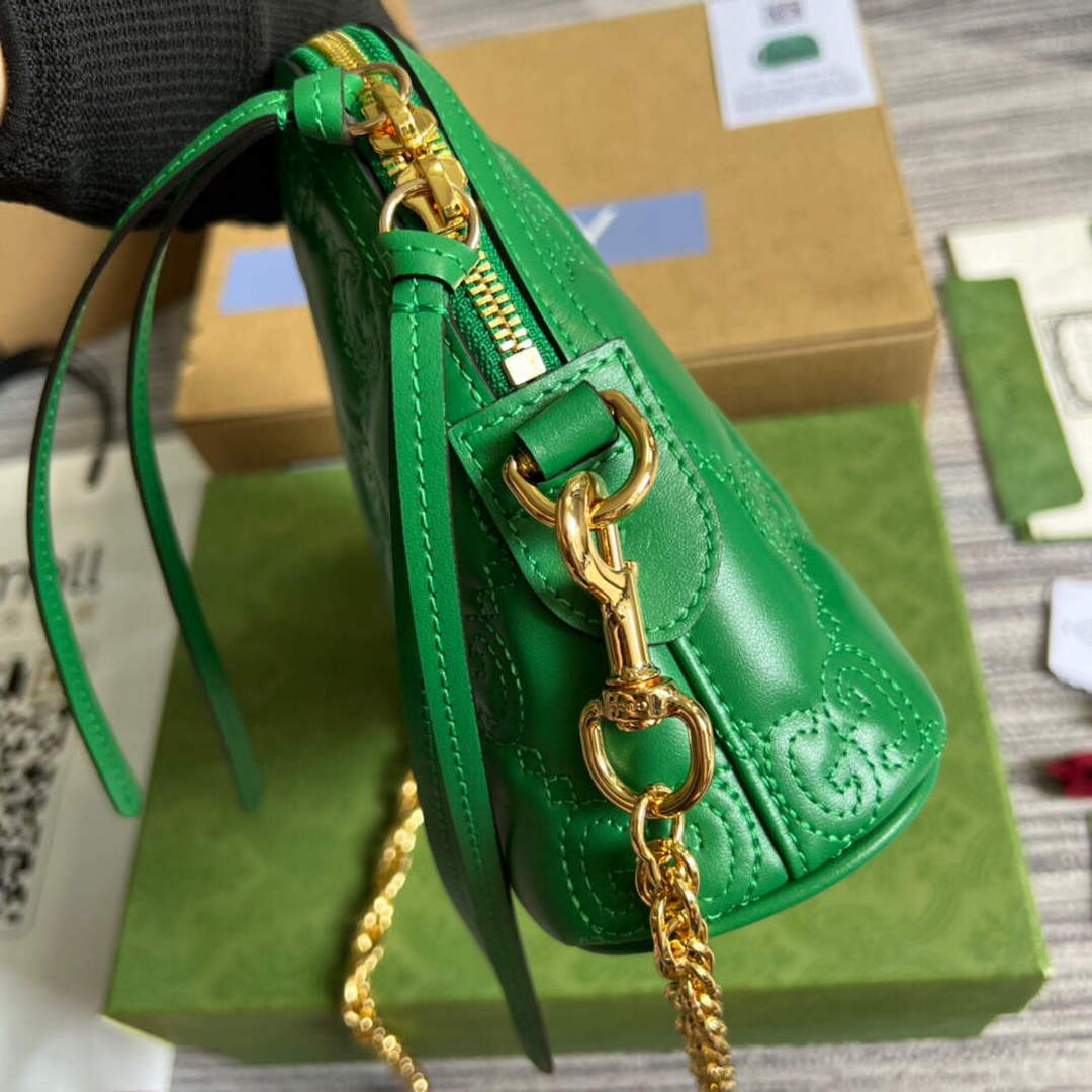Gucci 702229 GG matelass¨¦ leather shoulder bag Bright green