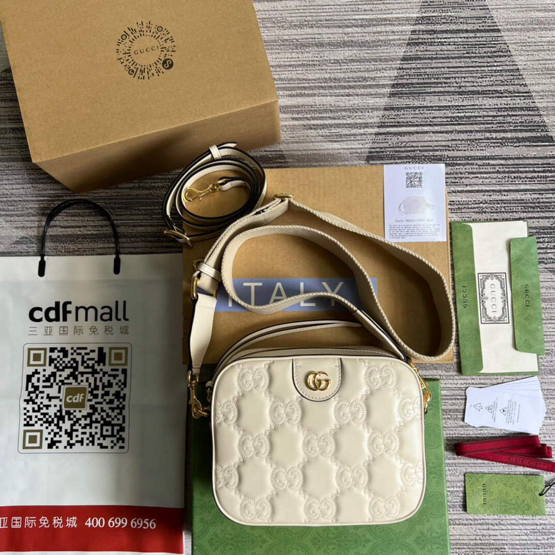 Gucci 702234 GG Matelass¨¦ Leather Shoulder Handbag White