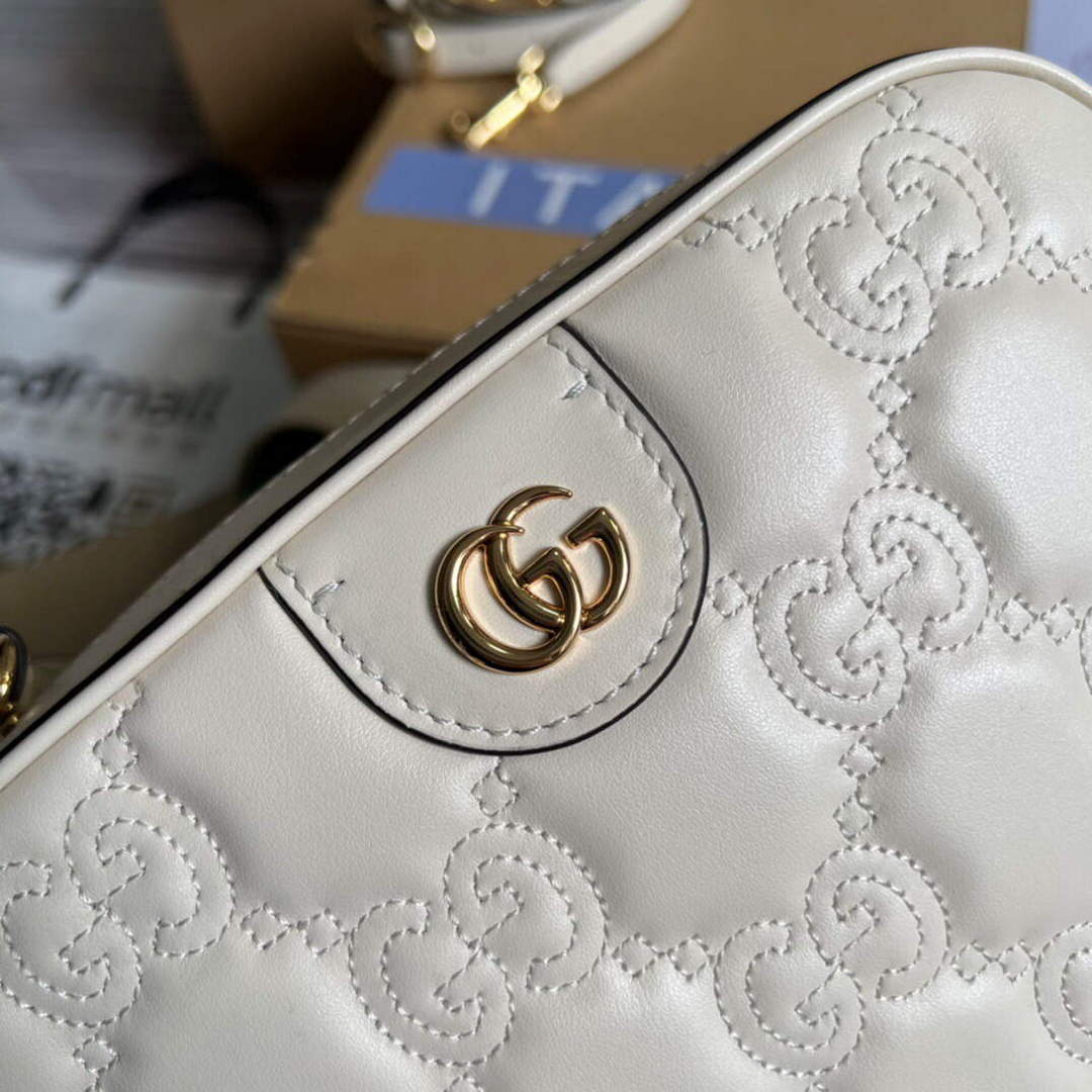 Gucci 702234 GG Matelass¨¦ Leather Shoulder Handbag White