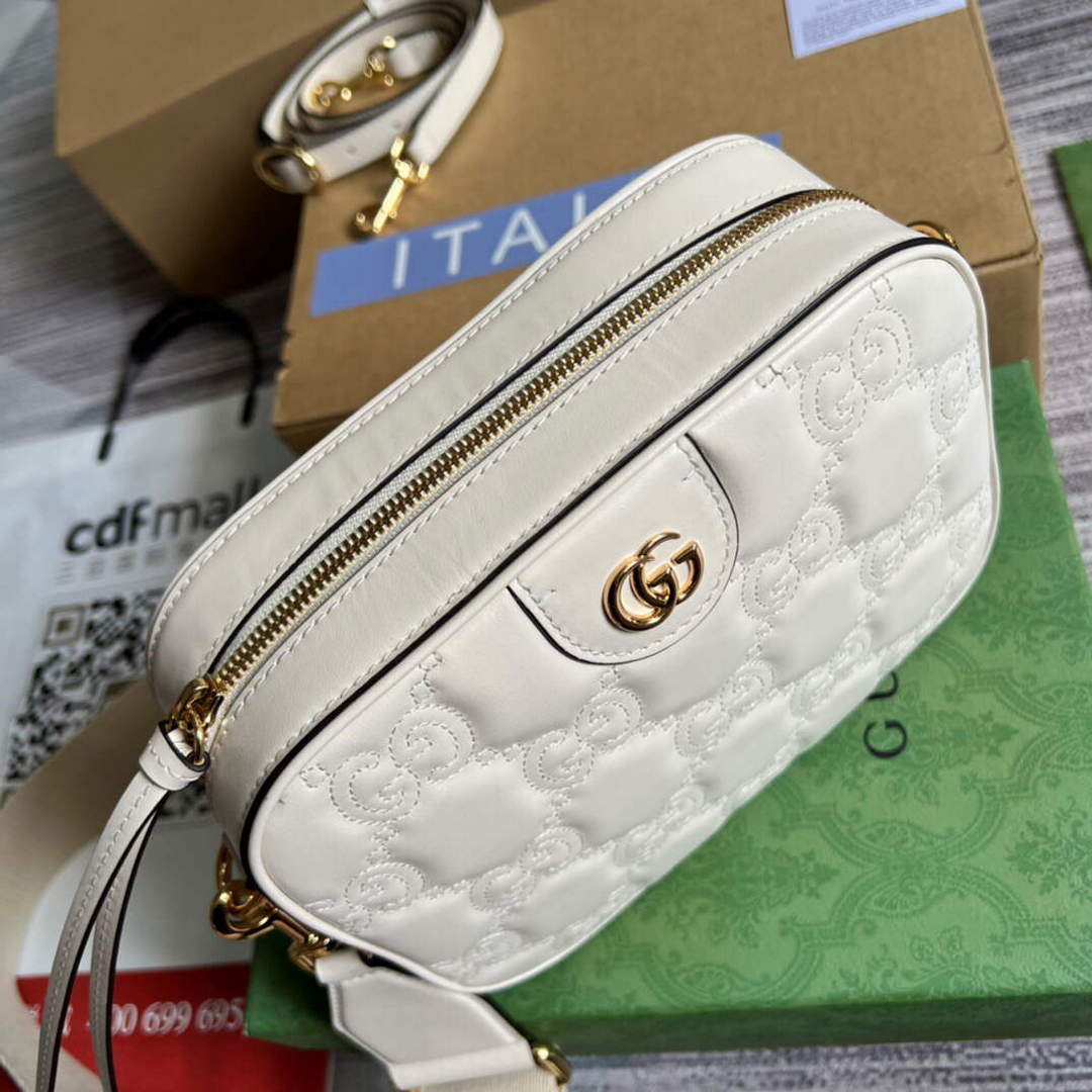 Gucci 702234 GG Matelass¨¦ Leather Shoulder Handbag White