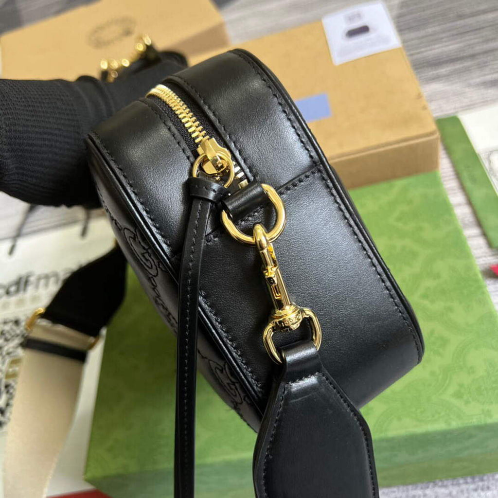 Gucci 702234 GG Matelass¨¦ Leather Shoulder Handbag Black