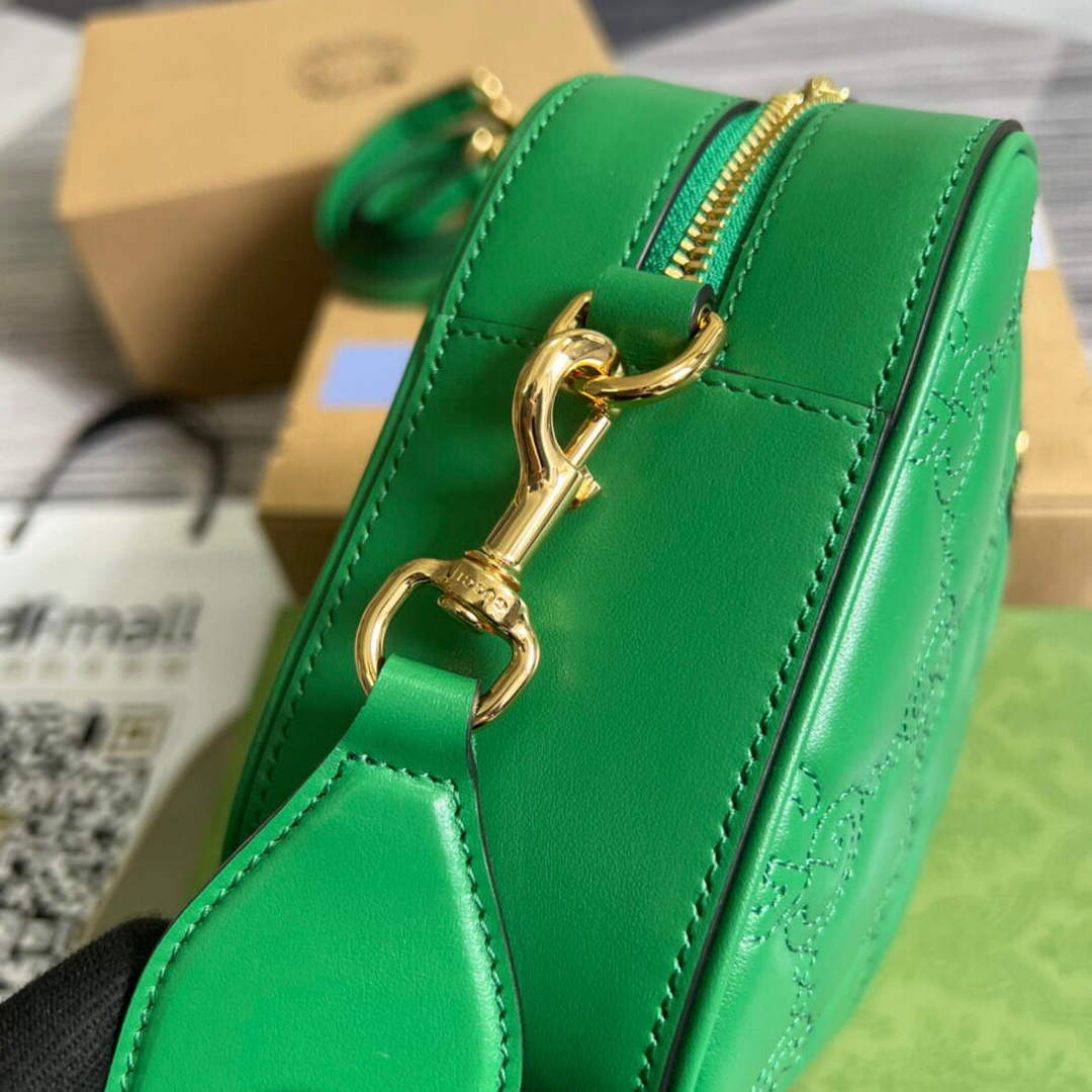 Gucci 702234 GG Matelass¨¦ Leather Shoulder Handbag Bright green
