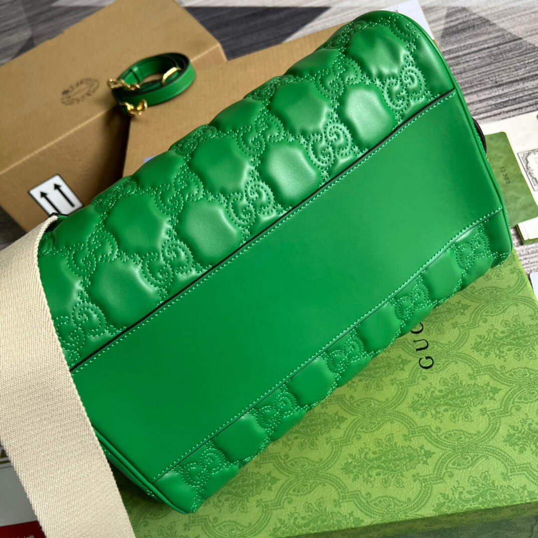 Gucci 702242 GG matelass¨¦ leather shoulder bag Bright green