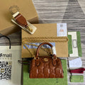 Gucci 702251 GG matelass¨¦ leather top handle bag Brown