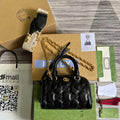 Gucci 702251 GG matelass¨¦ leather top handle bag Black