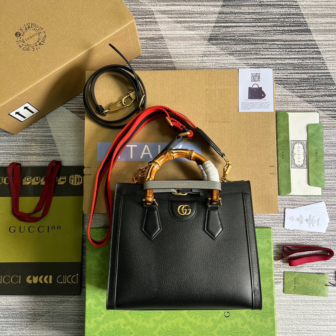 Gucci 702721 Diana Small Tote Bag Black leather