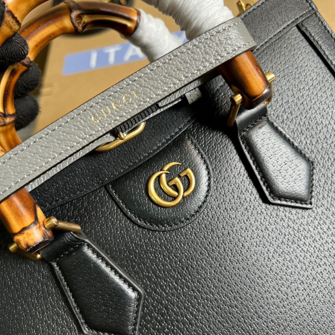 Gucci 702721 Diana Small Tote Bag Black leather