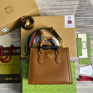 Gucci 702721 Diana Small Tote Bag Brown leather - Default Title - View 3