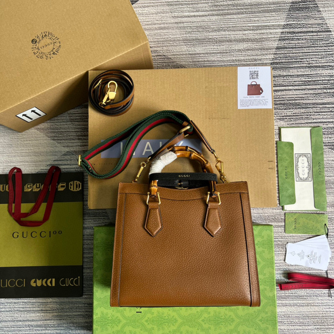 Gucci 702721 Diana Small Tote Bag Brown leather